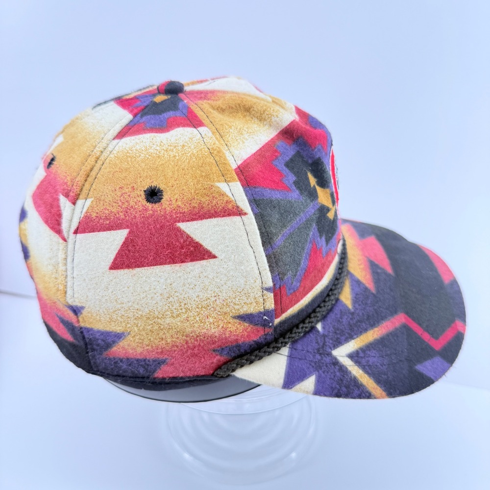 VTG Coastal Snapback Hat Aztec Southwestern Geometric Rope Brim Made in USA READ - Picture 4 of 11
